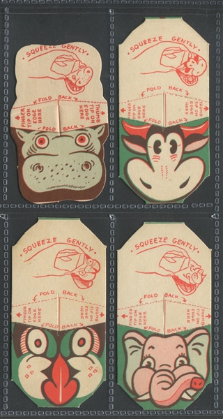 1940's Cracker Jack Foldee Faces Lot of (4) Cards