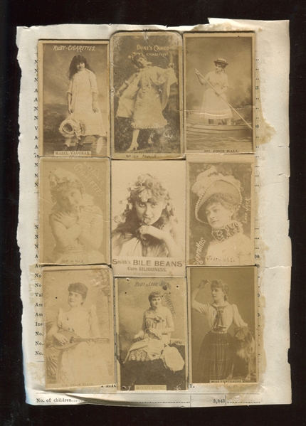 Mixed N Actress Lot of (45) on Paper with (6) Lillian Russell Cards and Interesting Bile Beans Card