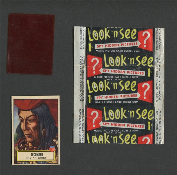 1952 Topps Look N' See Wrapper Card and Film #96 Tecumseh