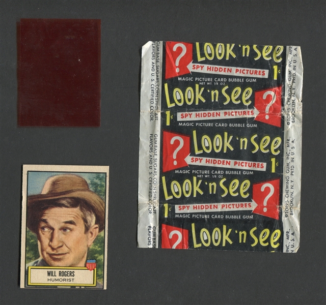 1952 Topps Look N' See Wrapper Card and Film #80 Will Rogers