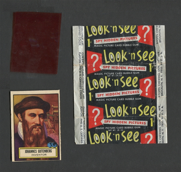 1952 Topps Look N' See Wrapper Card and Film #129 Guttenberg