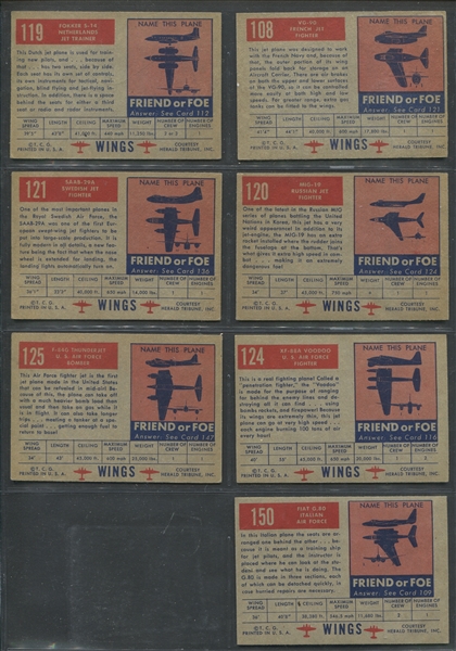 1952 Topps Wings Lot of (7) EX to EX-MT Cards