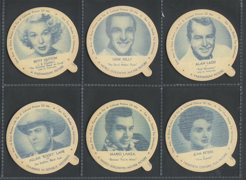 F5-18 Dixie Lids Movie Stars Complete Set of (24) Mint Cards