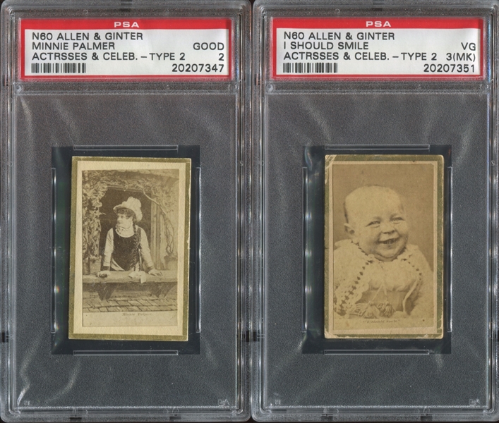 N60 Allen & Ginter Actresses and Celebrities Lot of (2) PSA-Graded Cards