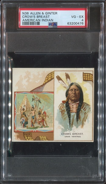 N36 Allen & Ginter American Indians Crow's Breast PSA4 VG-EX