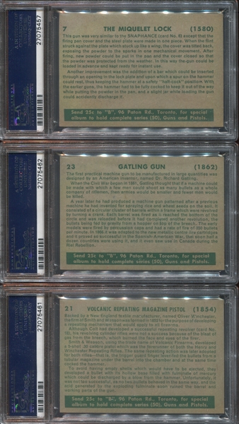 V339-6 Parkhurst Guns and Pistols PSA-Graded Lot of (3) Cards