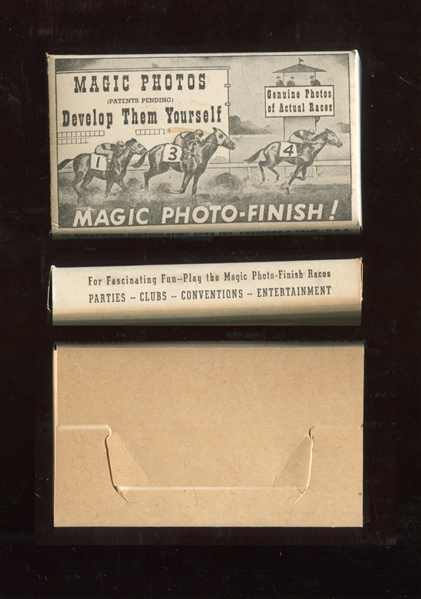 1940's Magic Photo Finish Box, (4) Unopened Packs and (20) Cards