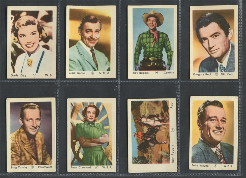 1950's Dutch Gum Movie Stars Lot of (43) Numbered Cards