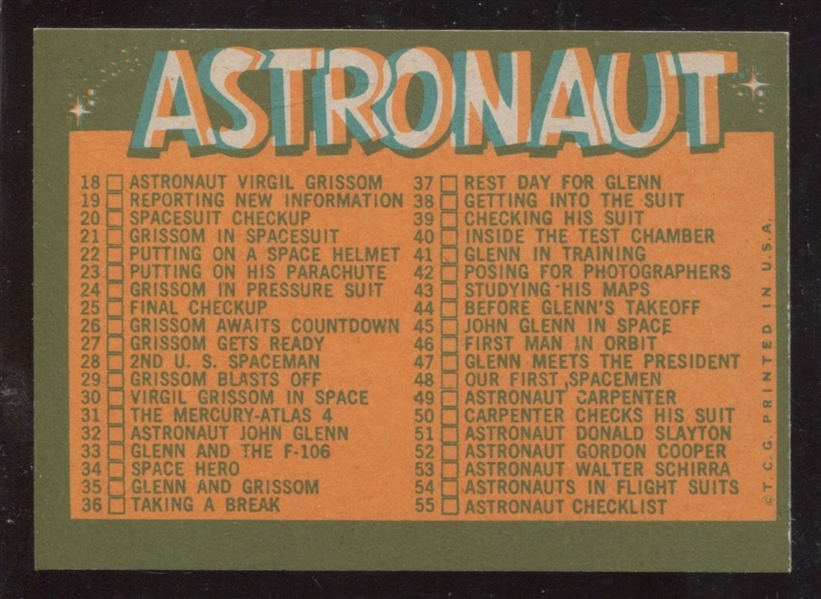 1963 Topps Astronauts Checklist #55 EX/EX-MT