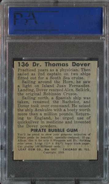 1949 Leaf Pirate Cards #136 Dr. Thomas Dover PSA7 NM