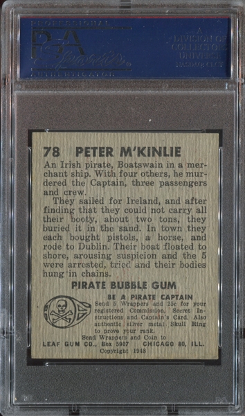 1949 Leaf Pirate Cards #78 Peter M'Kinlie PSA7 NM