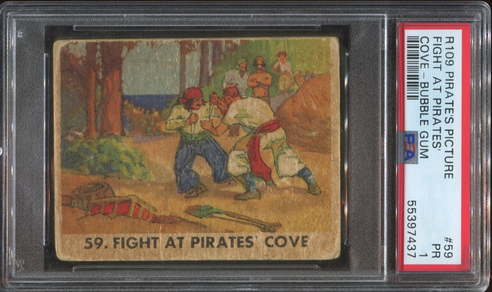 R109 Gum Inc Pirate's Picture #59 Fight at Pirates' Cove SP PSA1 Poor