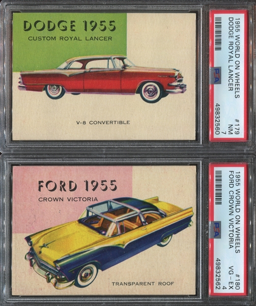 1954 Topps World on Wheels Master Set with Both Colors 171-180, (2) Errors and PSA-Graded