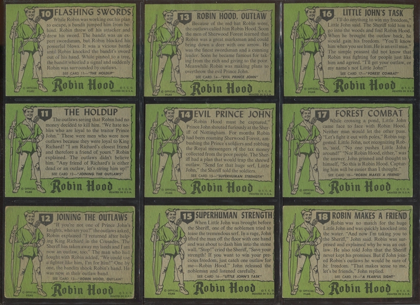 1957 Topps Robin Hood High Grade Complete Set of (60) Cards
