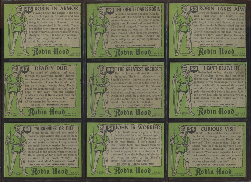 1957 Topps Robin Hood High Grade Complete Set of (60) Cards