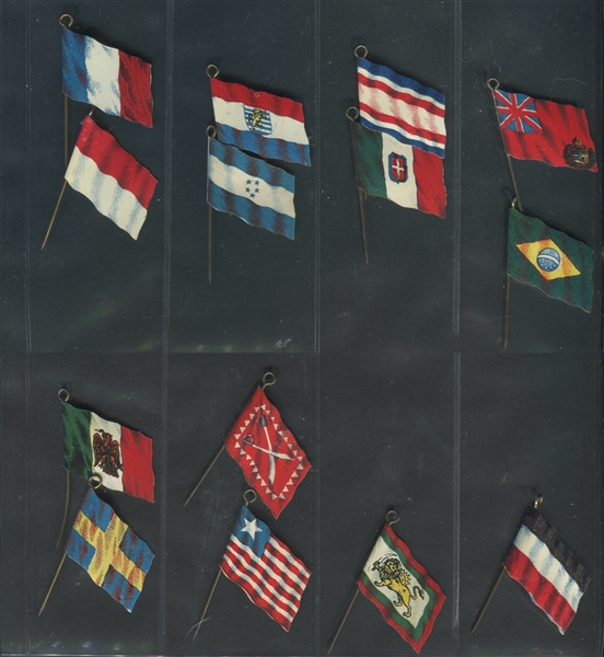 1910's Celluloid Flags of Nations  Stick Pins Lot of (14)