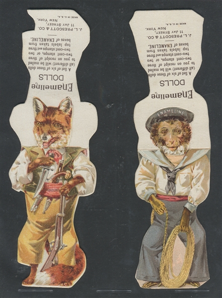 1885 Prescott/Enameline Animals Paper Dolls lot of (2)