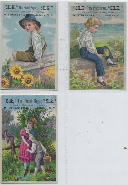 M. Strasser & Co Silk Cigar Pastoral Scenes Lot of (3) Cards