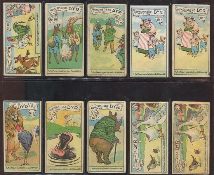 1920's Danish Nursery Rhymes Lot of (10) Cards