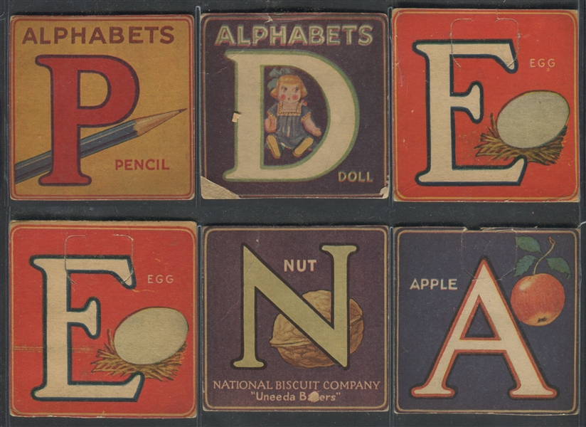 F-UNC Early Nabisco Alphabets Cards Lot of (6)