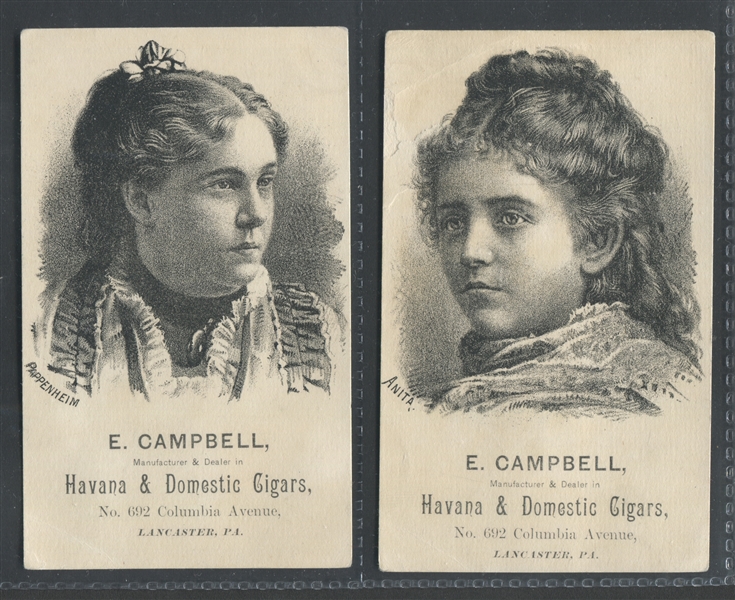 E. Campbell Havana & Domestic Cigars Lot of (4) Named Actress Trade Cards
