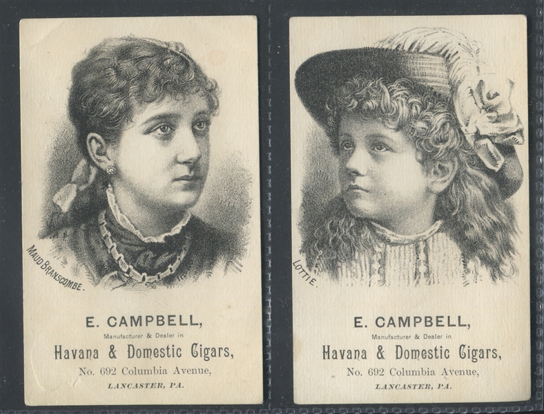 E. Campbell Havana & Domestic Cigars Lot of (4) Named Actress Trade Cards