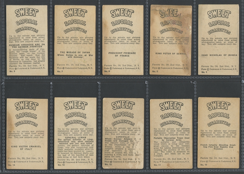 T121 Sweet Caporal World War I Scenes Near Set (175/250) Cards