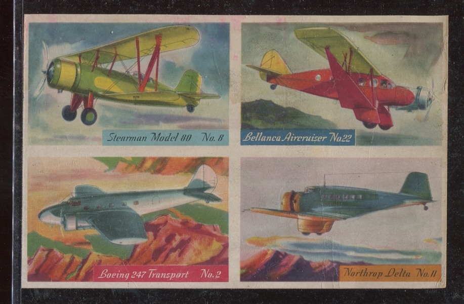 F277-1 Heinz Rice Flakes Modern Aviation Uncut Block of (4) Airplanes