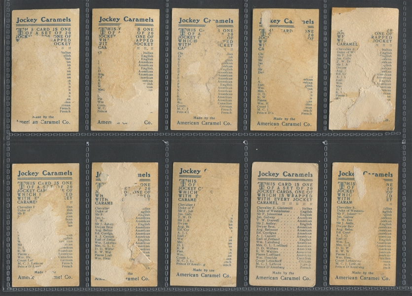 E47 American Caramel Jockey Series Complete Set of (20) Cards