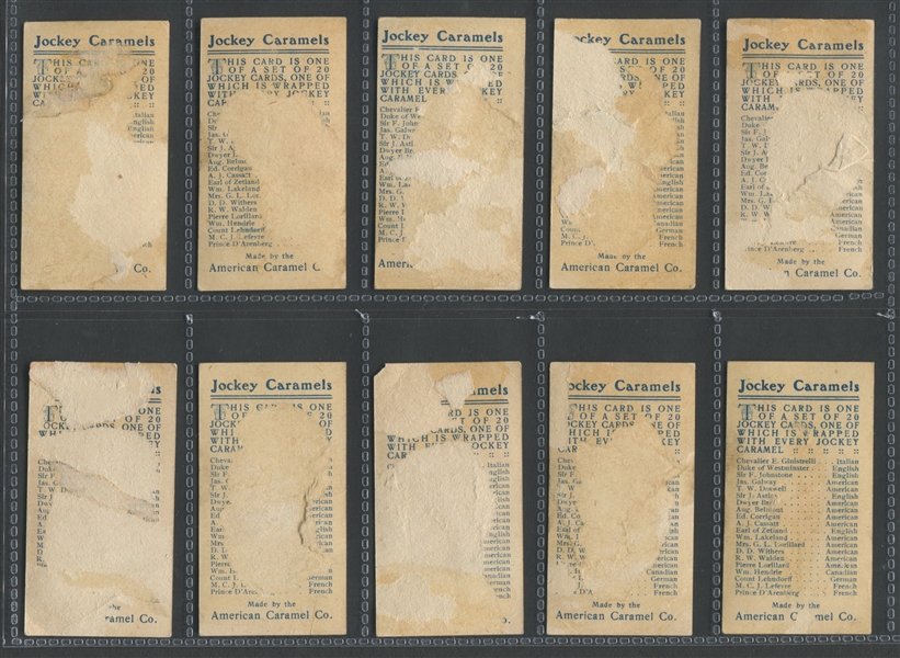 E47 American Caramel Jockey Series Complete Set of (20) Cards
