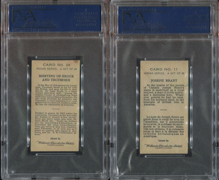 V101 Willard's Chocolates Indian Series Pair of PSA-Graded Cards