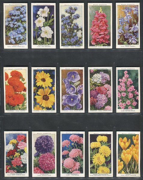 1939 Will's Cigarettes Garden Flowers Complete Set of (50) Cards