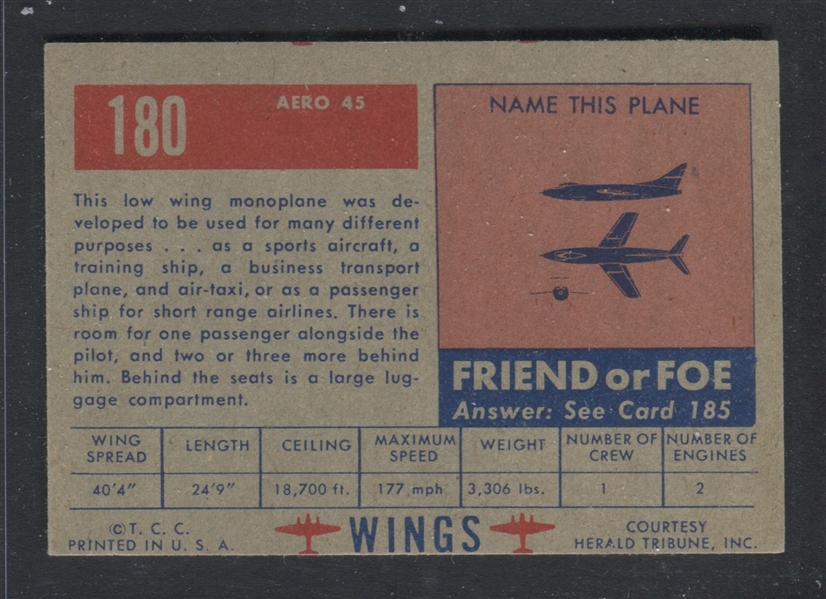 1952 Topps Wings #180 Aero 45 EX+