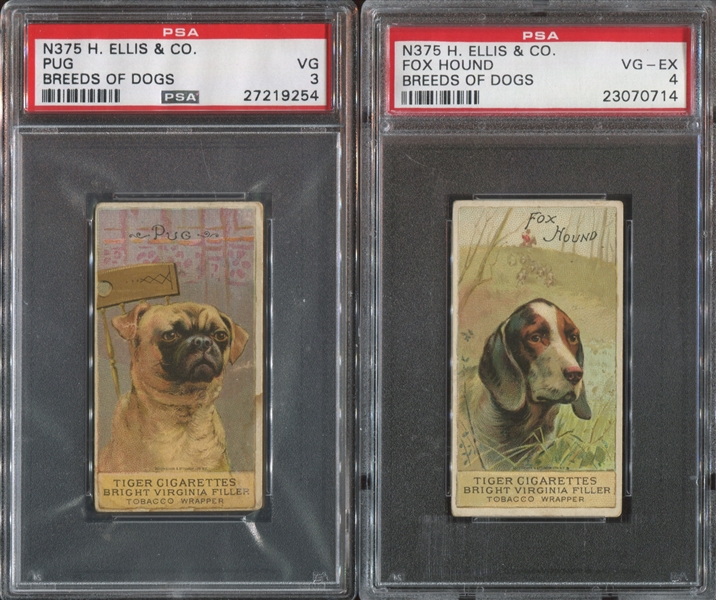 N375 Ellis Breeds of Dogs Lot of (4) PSA-Graded Cards