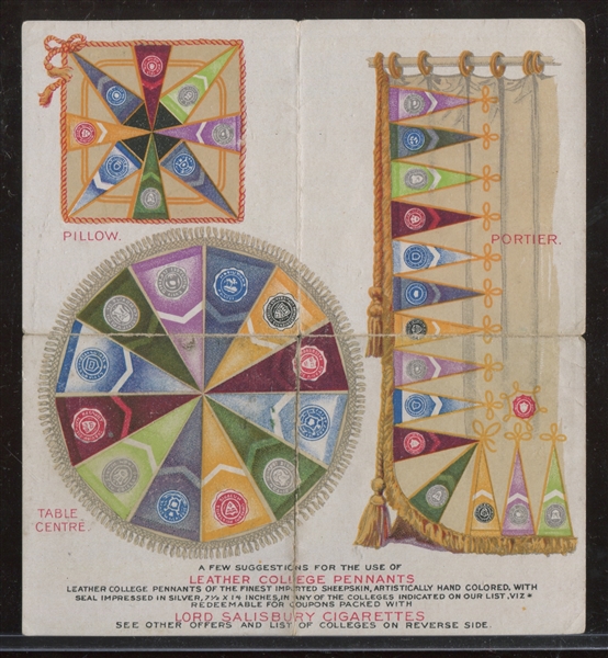 Interesting Early American Tobacco Company Colorful College Pennant Ad Piece