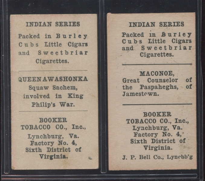 T74 Booker Tobacco Indian Series Lot of (2) Cards