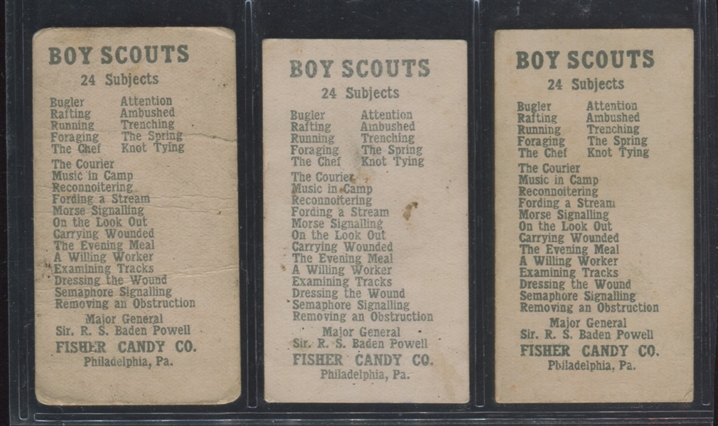 E42 Fisher Candy Boy Scouts Lot of (3) Cards