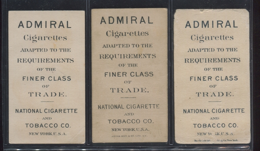 N388 National Cigarette National Types Lot of (3) Cards