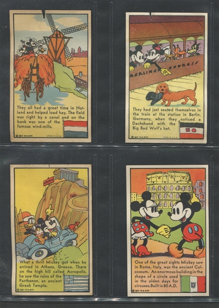 D131 Mickey Mouse Race 'Round the World Lot of (4) Different Type Cards