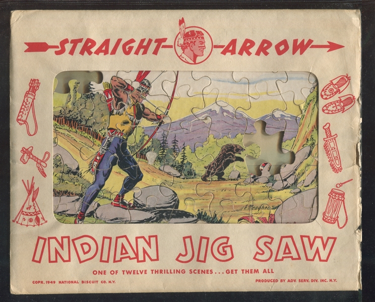 F-UNC 1949 NABISCO Straight-Arrow Indian Jig Saw Puzzle Lot of (2)