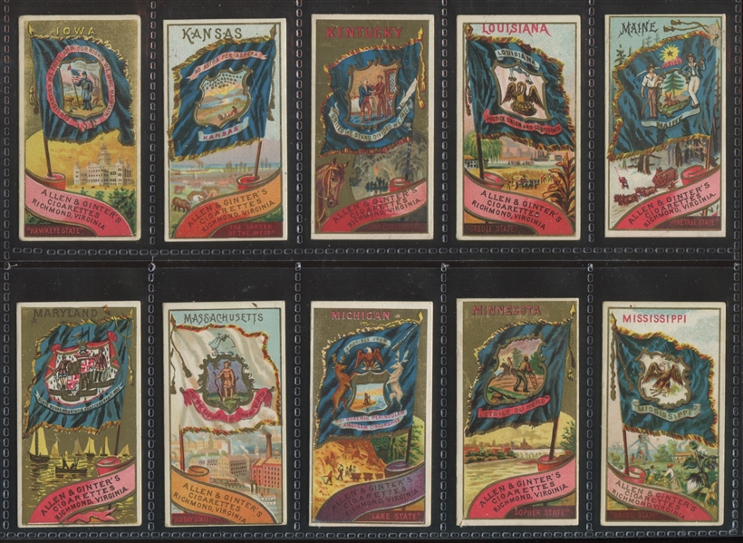 N11 Allen & Ginter Flags of the States and Territories Near Set (45/48) Cards