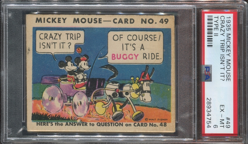R89 Gum Inc Mickey Mouse (Type 2) #49 Crazy Trip Isn't It? PSA6 EX-MT