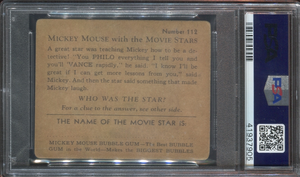 R90 Gum Inc Mickey Mouse and the Movie Stars #112 More Powell to You PSA2.5 Good+