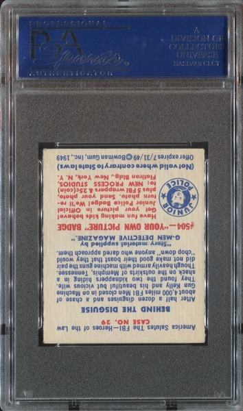 1949 Bowman America Salutes the F.B.I. Lot of (6) PSA-Graded Cards