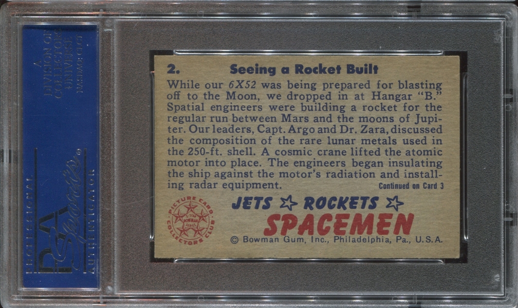 1951 Bowman Jets, Rockets Spacemen #2 Seeing a Rocket Built PSA7 NM