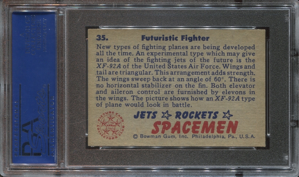1951 Bowman Jets, Rockets Spacemen #35 Futuristic Fighter PSA7 NM