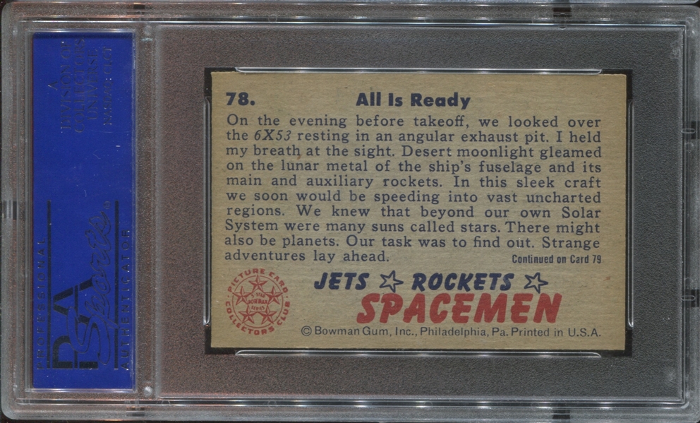 1951 Bowman Jets, Rockets Spacemen #78 All is Ready PSA7 NM