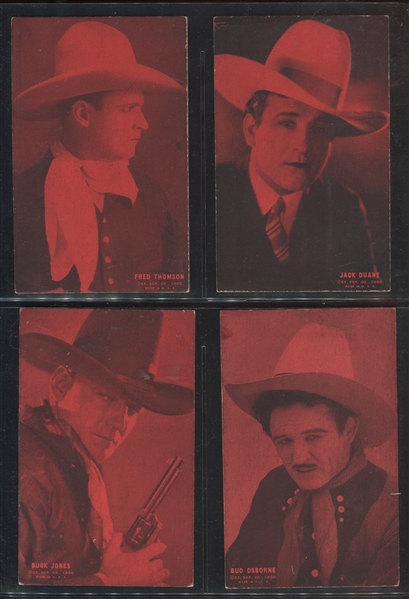 1920's-30's Exhibit Arcade Cards Cowboys Red Tint Lot of (8) Cards