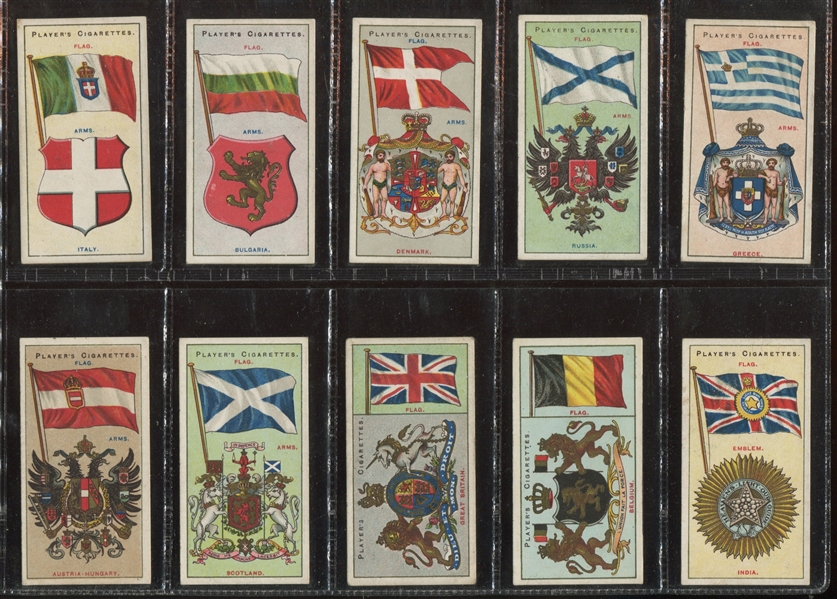 1910's Player Countries Arms and Flags Complete Set of (50) Cards