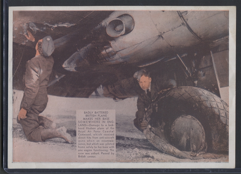 R175 Dietz Gum Today's War Pictures Badly Battered British Plane... Tough Type Card